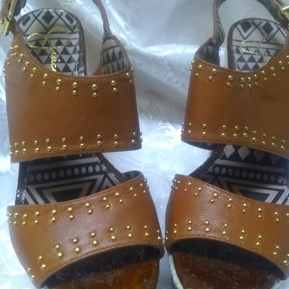 Jessica Simpson Gena Brown Leather Wedge Platform - Picture 5 of 8